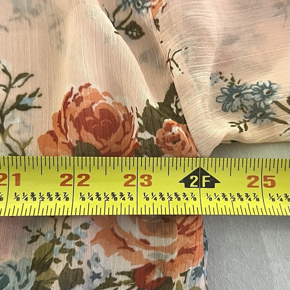 BOG Collective Kimono‎ Duster Cardigan Womens XS/S Pink Floral Hi Lo Sheer Open - Picture 10 of 14